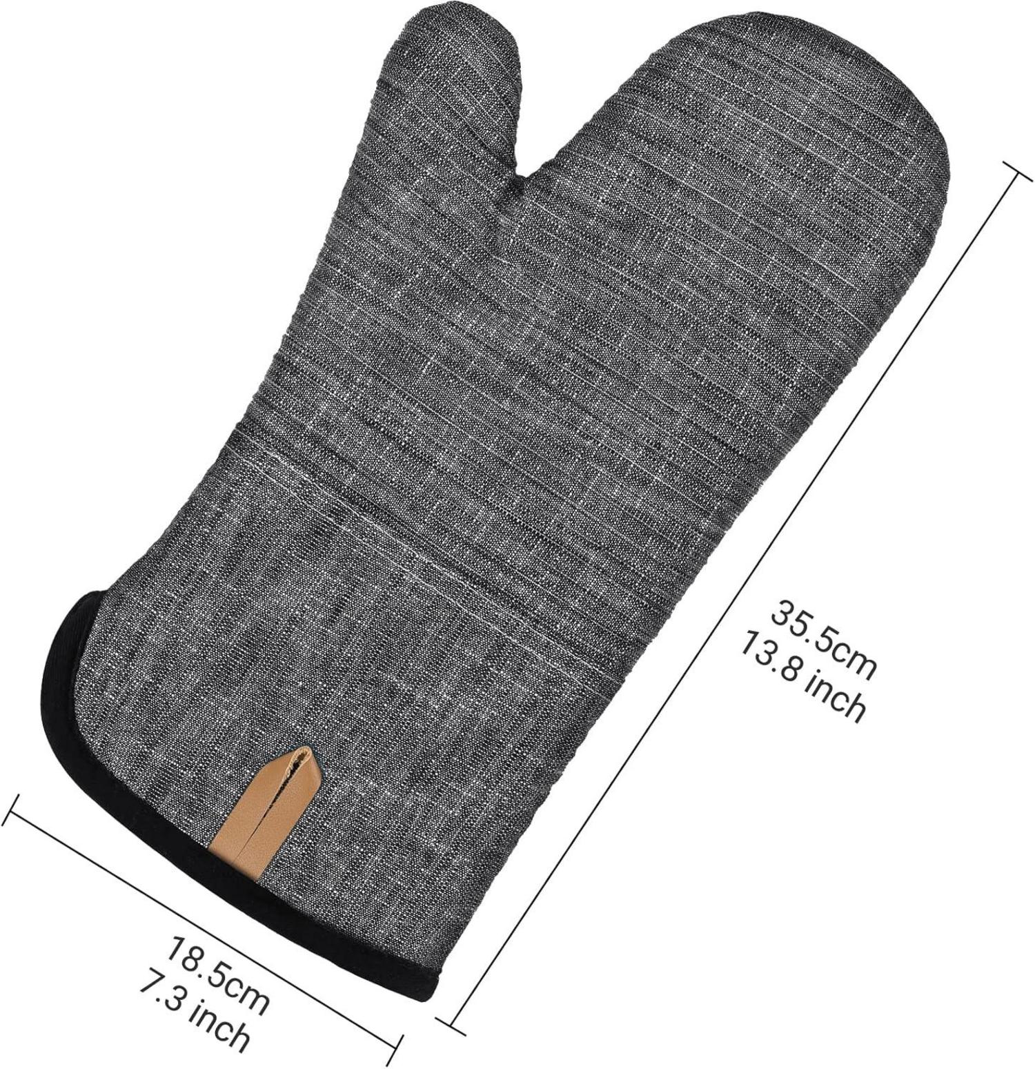 Topflappen und Ofenhandschuhe Set, Hitzebeständig mit Silikon - 4er Set - Grau