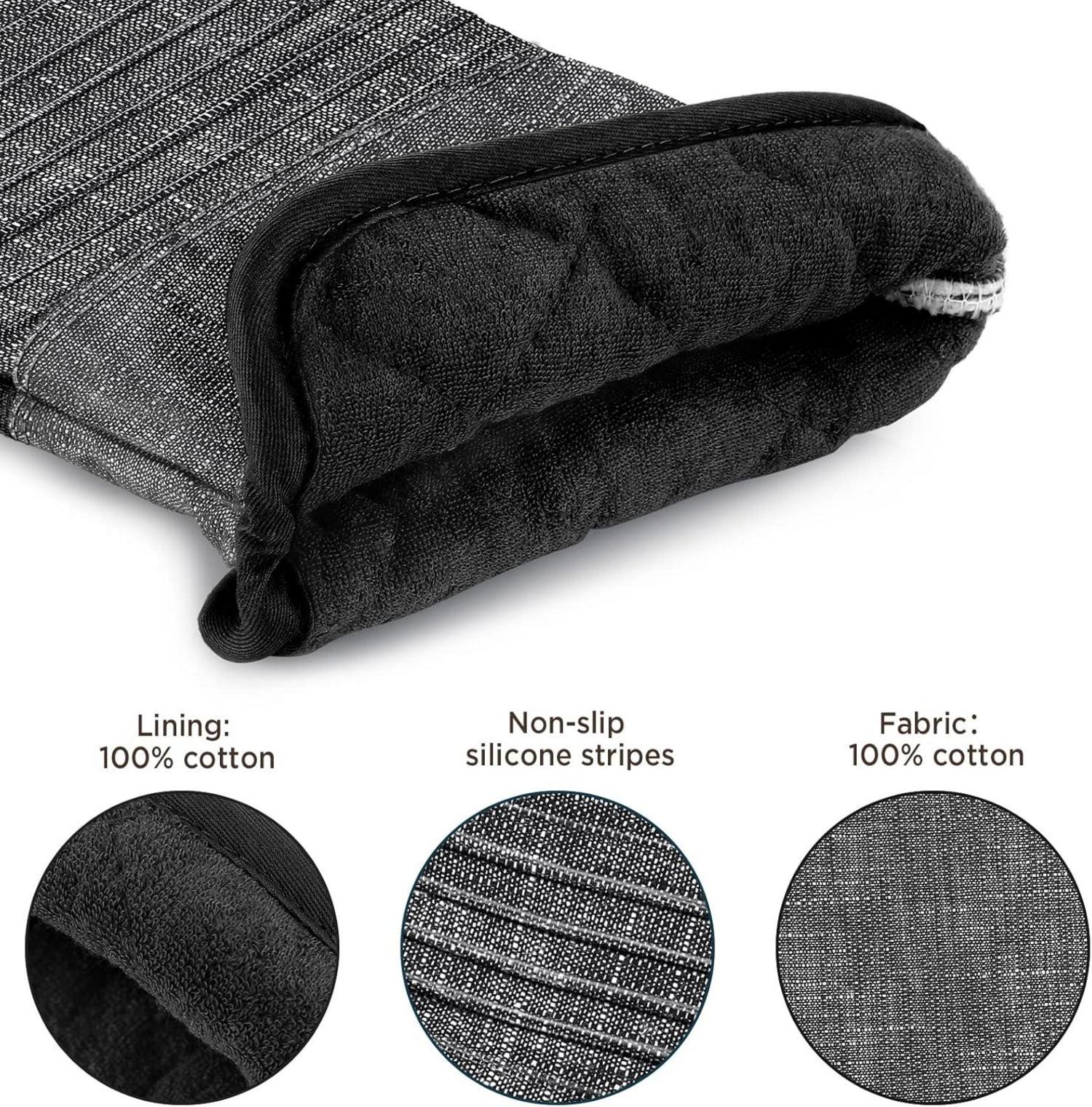 Topflappen und Ofenhandschuhe Set Hitzebeständig Silikon Grau 4er Set