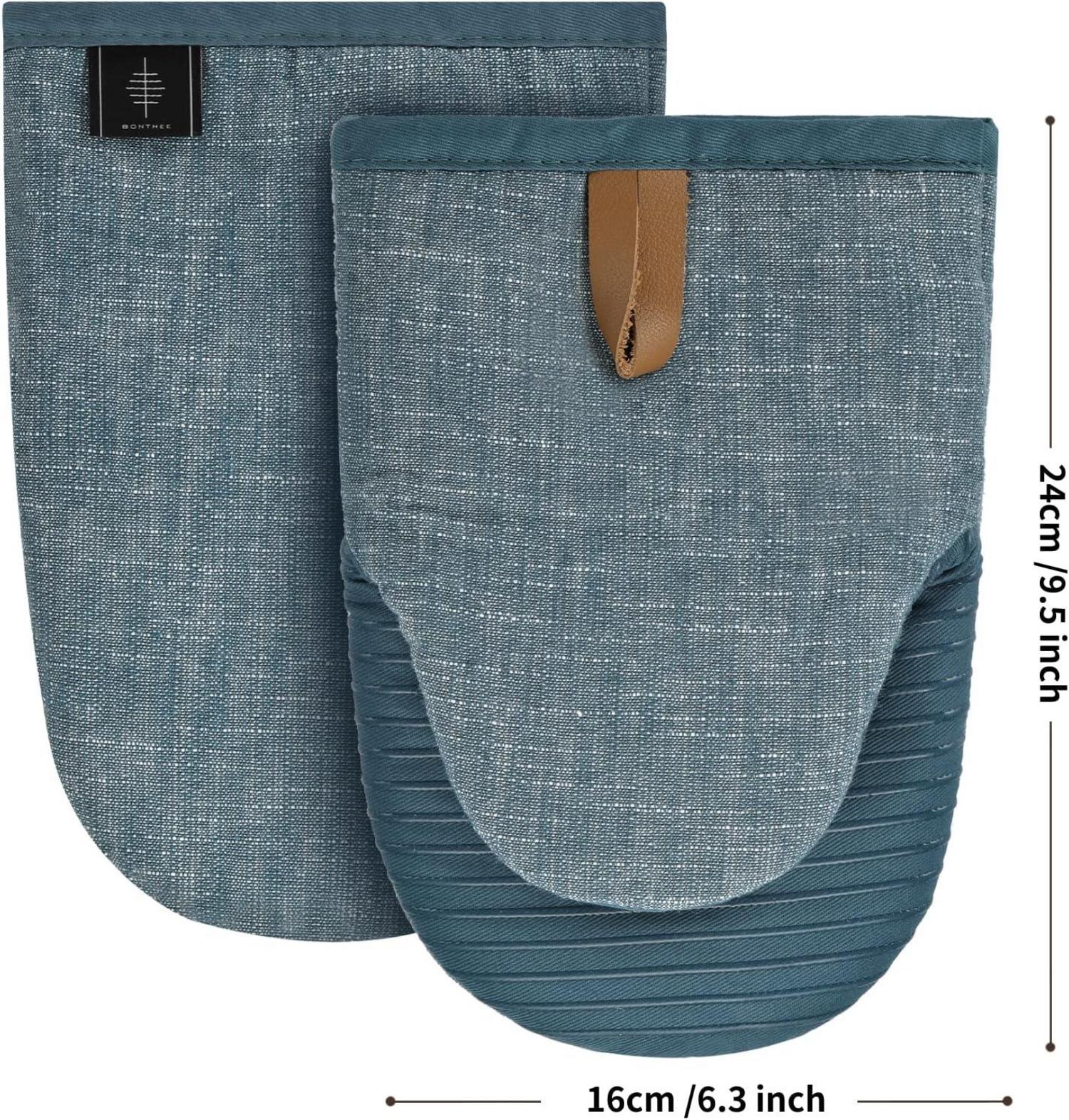 Ofenhandschuhe Set Hitzebeständige Topflappen Mini-Ofenhandschuhe Blau