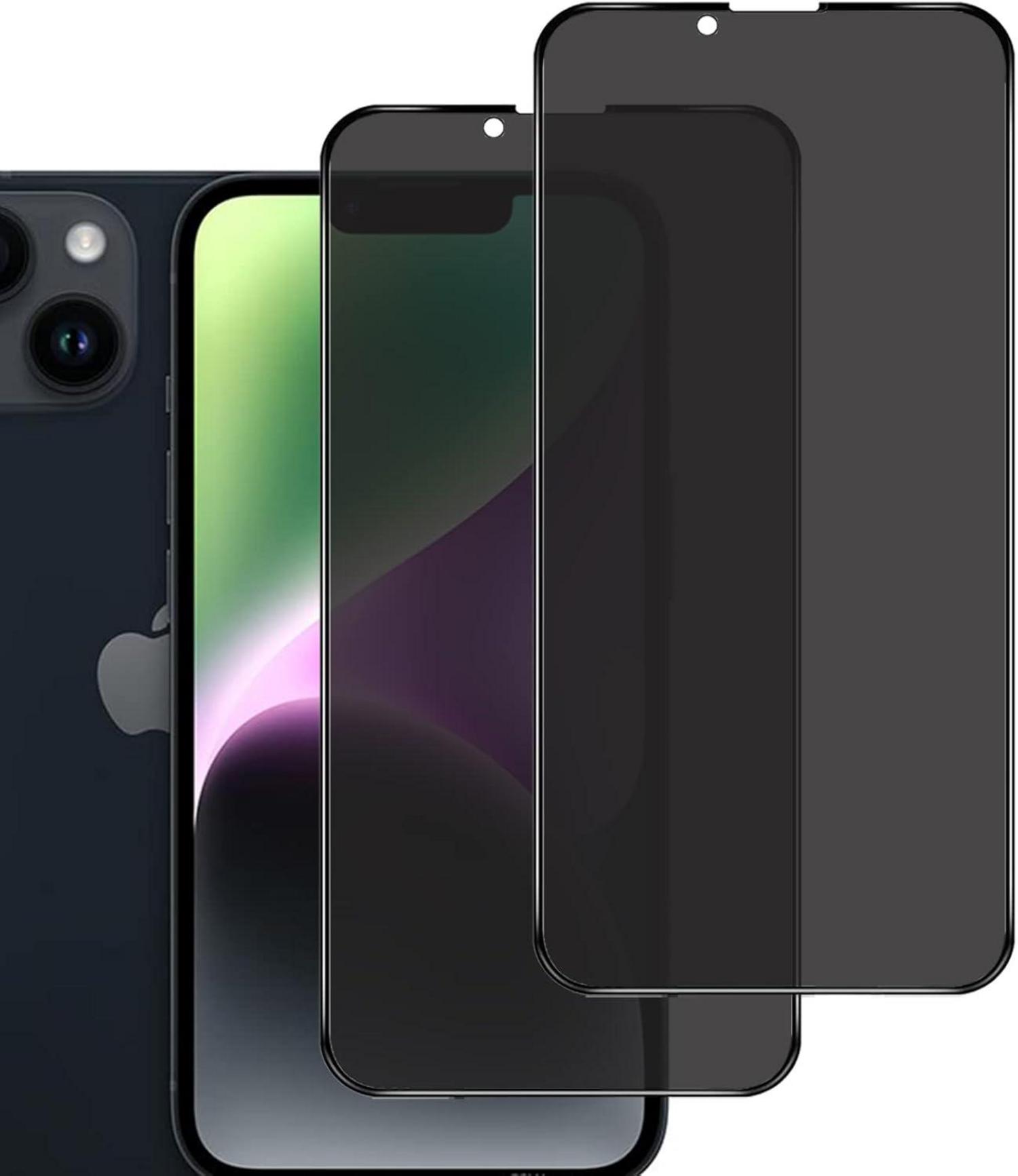 Sichtschutz Panzerglasfolie Anti Spy für iPhone 14, 2 Stück