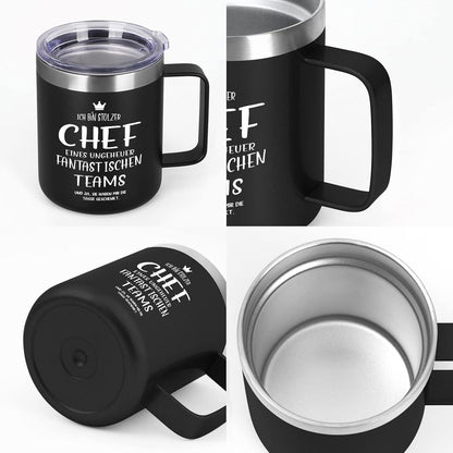 Livole Chef Geschenke 350 ml Edelstahl Kaffetasse Schwarz