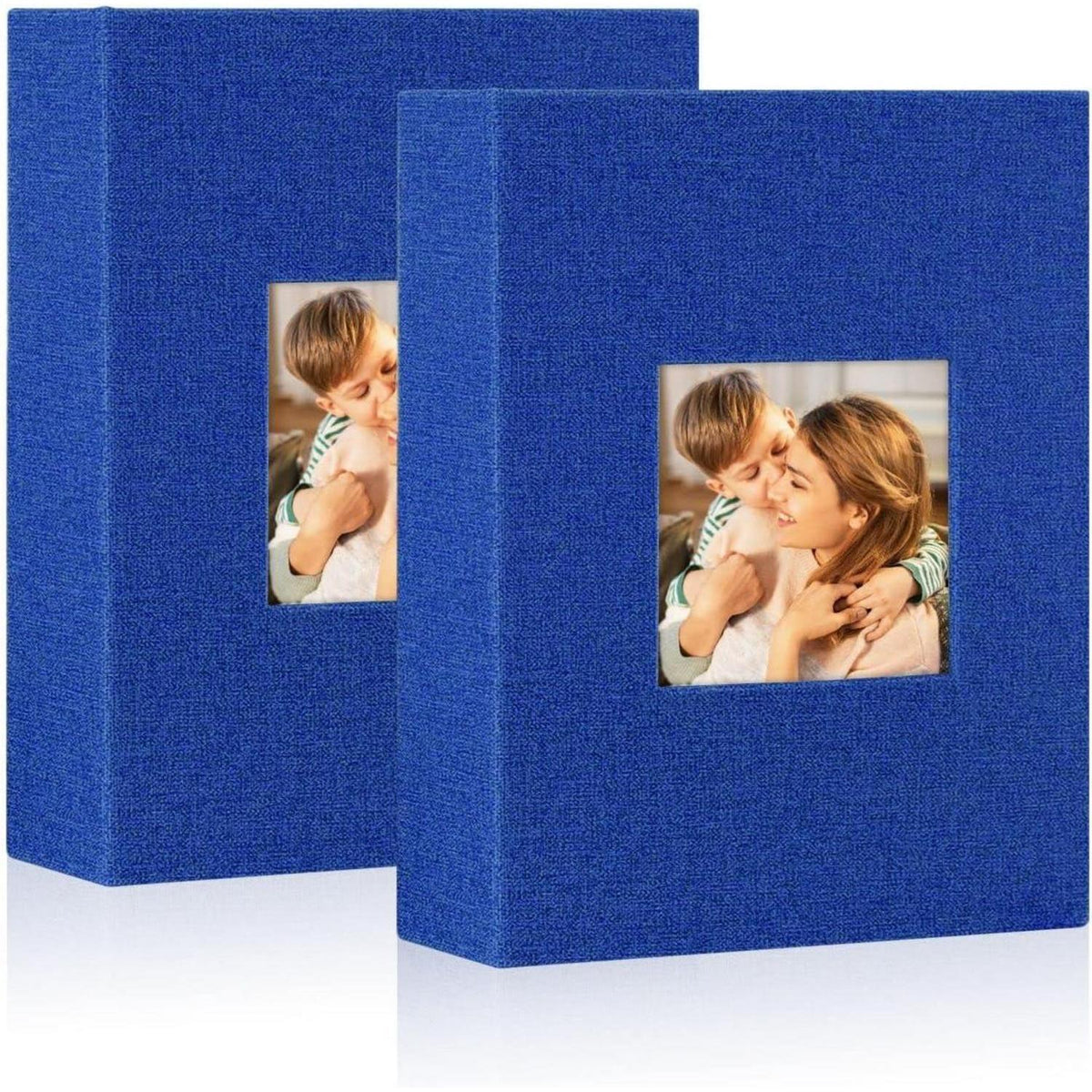 Fotoalbum 13x18 cm, 2er-Pack, Leinen, 100 Fotos, Blau