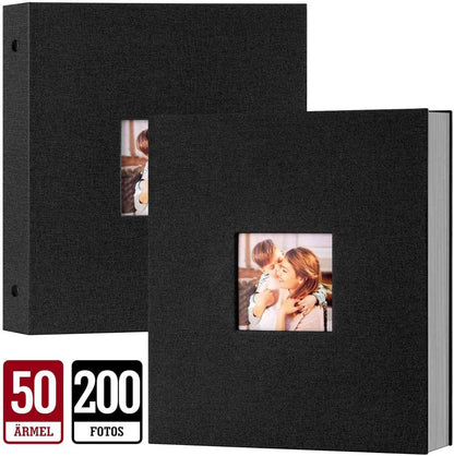 Fotoalbum 13x18 Schwarz Leinen Einsteckalbum DIY 200 Fotos