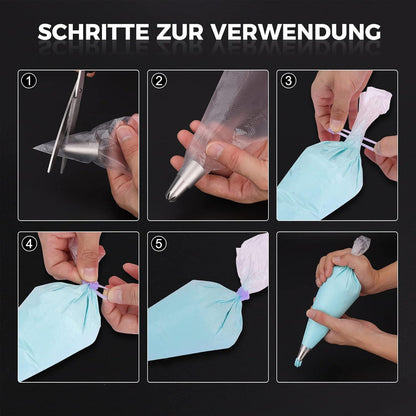 Einweg Spritzbeutel Set 100 Stück mit Klammern