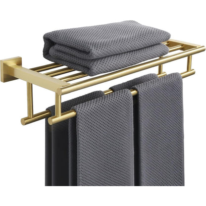 Wandhandtuchhalter Edelstahl Gold 50cm mit Ablage