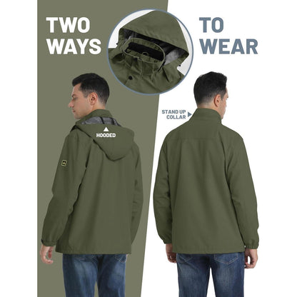 Herren Outdoorjacke leicht wasserabweisend Armeegrün