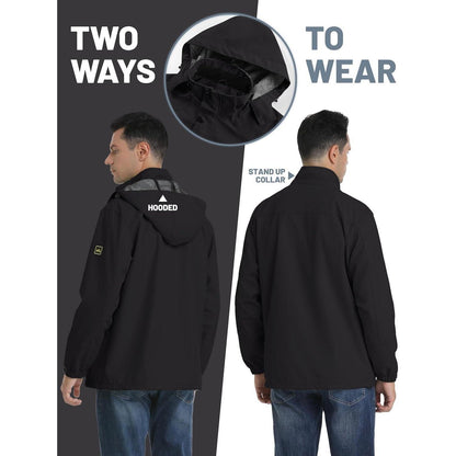 Herren Outdoorjacke leicht wasserabweisend mit Kapuze L Schwarz