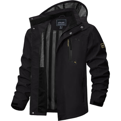 Herren Outdoorjacke wasserabweisend mit Kapuze XL Schwarz