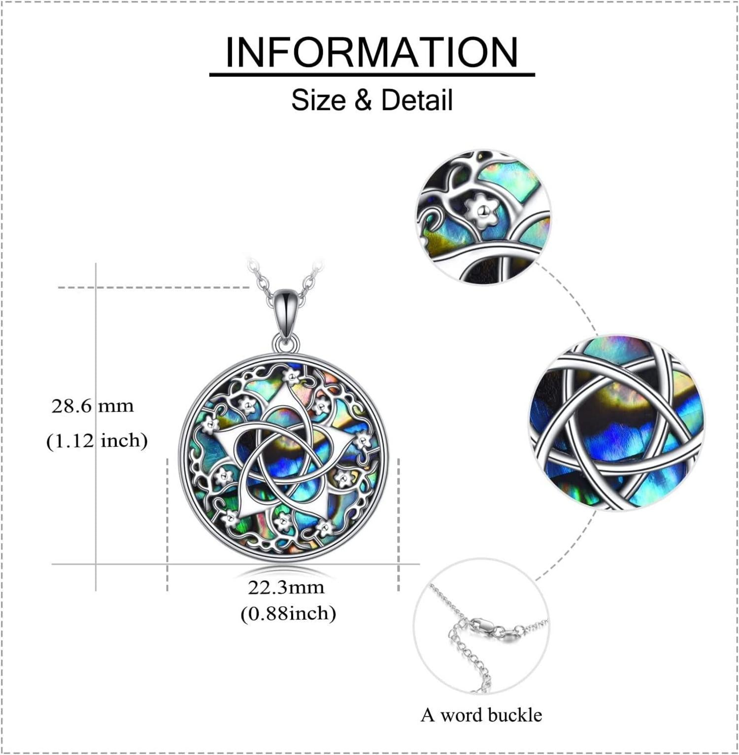 Pentagramm Halskette Sterling Silber Abalone Muschel 925 Wicca Anhänger
