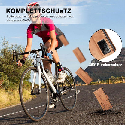 Leder Handyhülle Samsung Note 20 Braun Schutz Ständer Kartenfach