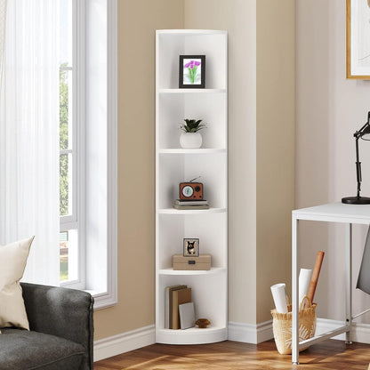 Weißes Eckregal 5-stöckig – Bücherregal für Wohnzimmer & Büro