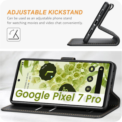 Google Pixel 7 Pro Handyhülle Schwarz Premium Leder Klapphülle mit Kartenschlitzen und Standfunktion