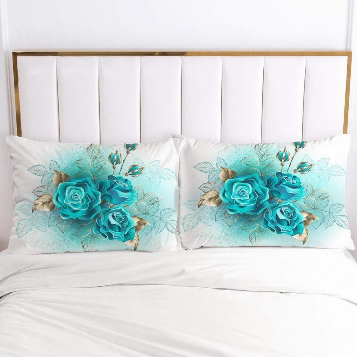 Bettwäsche-Set Rosen Türkis 135x200cm, 4-teilig