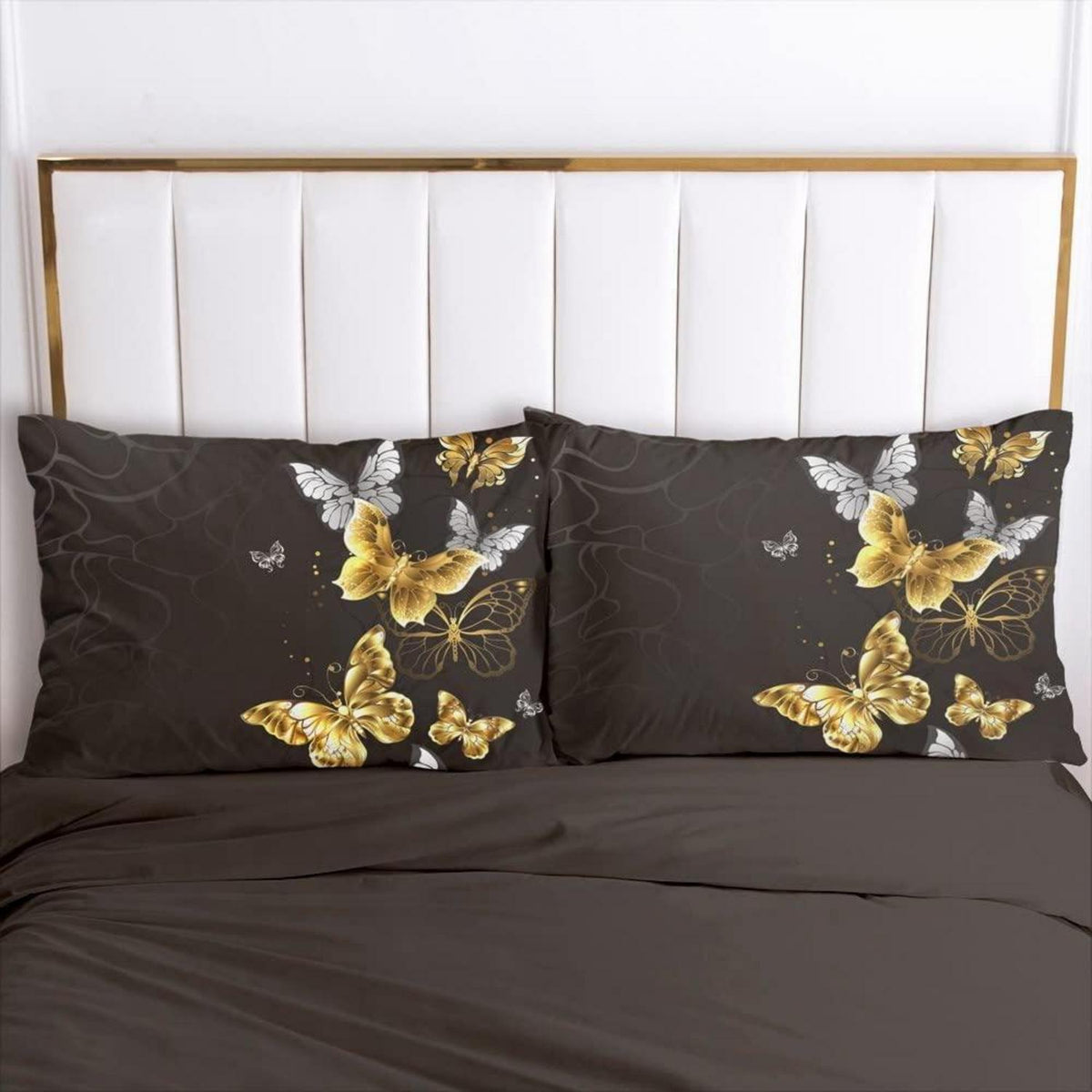 Schmetterling Bettwäsche Set 135x200 cm Schwarz Gold