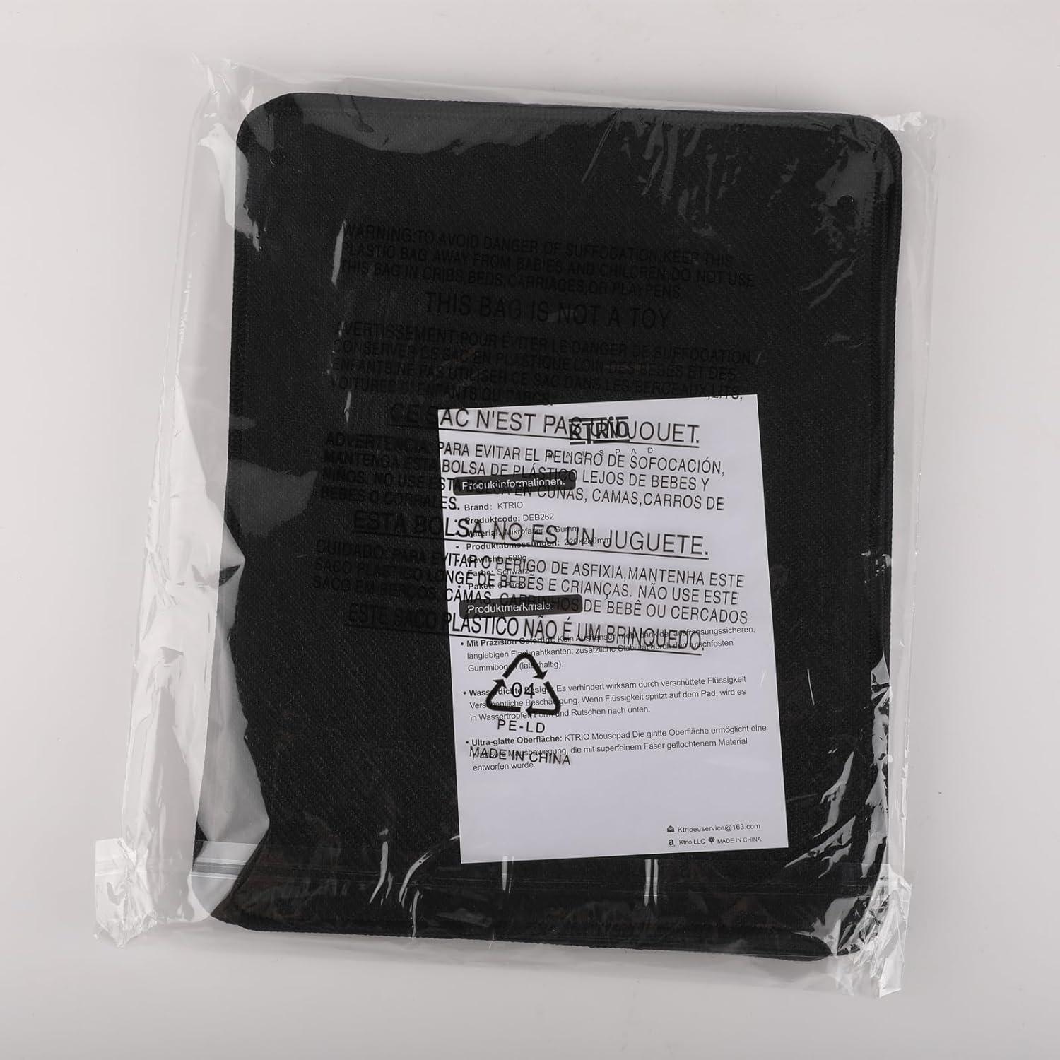 KTRIO Mauspads 275x215mm Mousepads Schwarz 6er Pack