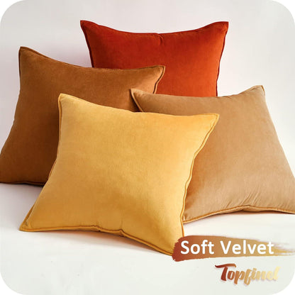 Topfinel Samt Kissenbezug 50x50cm 4er Set Gelb Orange Zierkissen Sofakissen