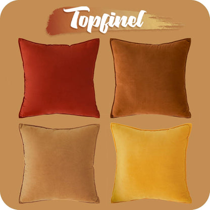 Sofakissenbezüge 50x50 cm Gelb Orange 4er Set Samt Kissenhüllen