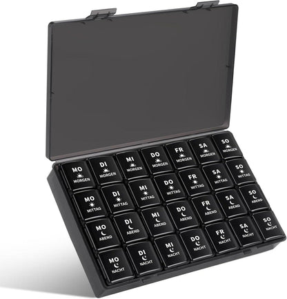 Tablettenbox 7 Tage Pillenbox 4 Fächer groß Pillendose Medikamentenbox