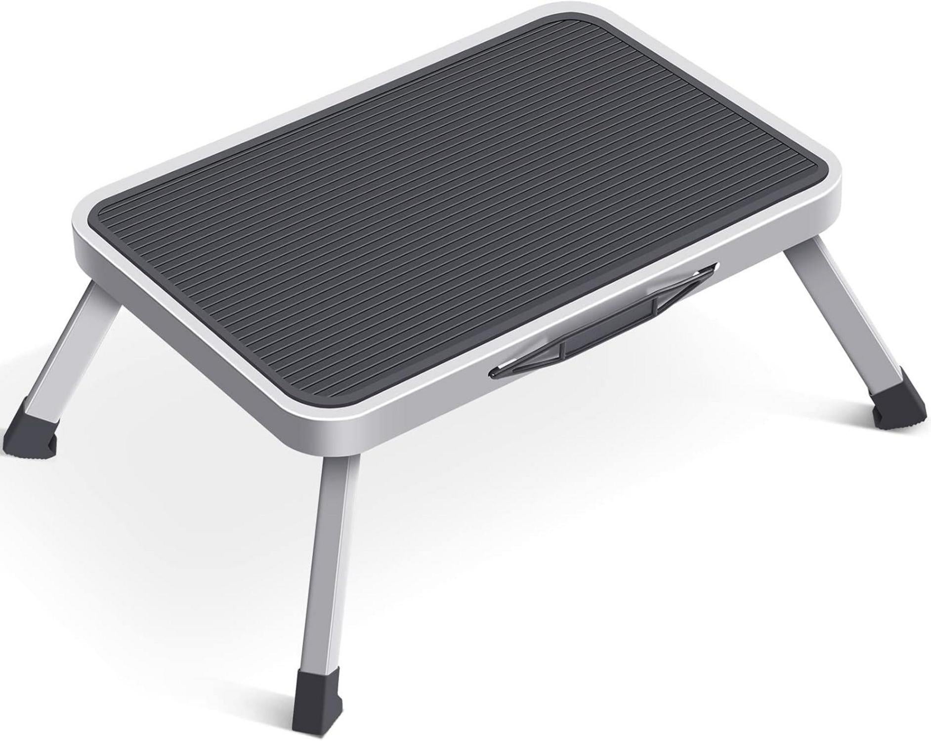 Tritthocker zusammenklappbar Leiter Rutschfester Stahl 150 kg Grau
