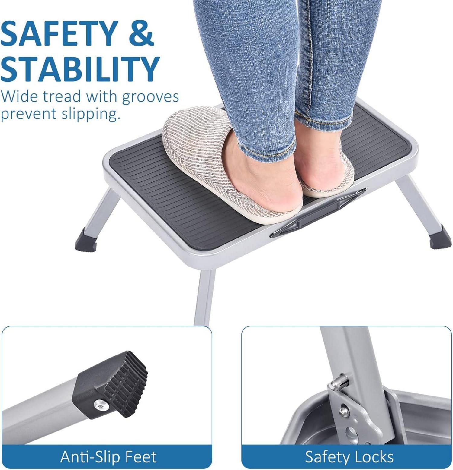 Tritthocker zusammenklappbar Leiter Rutschfester Gummimatte 150 kg