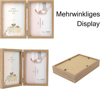 Doppelter Bilderrahmen aus Holz 13x18 Klappbar Glasfront vertikal