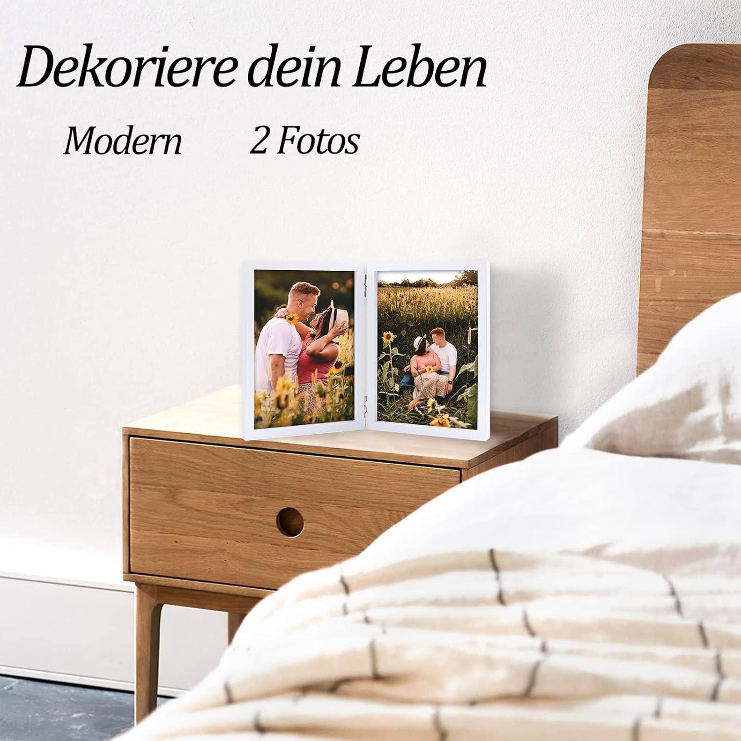 Doppelter 13x18 Bilderrahmen Holz Glasfront Vertikal Desktop