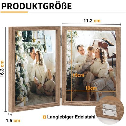 Doppelter Holz Bilderrahmen 10x15 Glasfront Vertikal Desktop