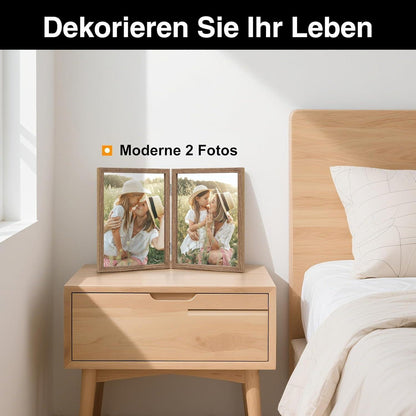 Doppelter Holz Bilderrahmen 10x15 Glasfront Vertikal Desktop