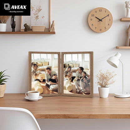 Doppelter Holz Bilderrahmen 10x15 Glasfront Vertikal Desktop