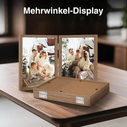 Doppelter Holz Bilderrahmen 10x15 Glasfront Vertikal Desktop