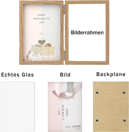 Doppelter Holz Bilderrahmen 10x15 Glasfront Vertikal Desktop