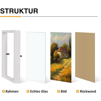Doppelter Bilderrahmen 10x15 Holz Weiß Glasfront Desktop