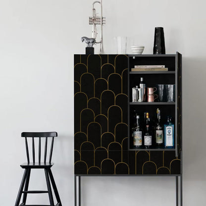 Selbstklebende Tapete 44×600cm Geometrisches Muster Schwarz