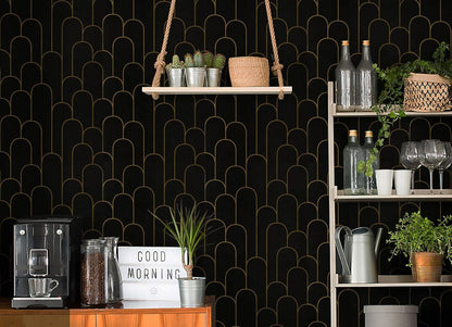 Selbstklebende Tapete Schwarz Gold Geometrische 44×600cm Wohnzimmer