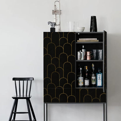 Selbstklebende Tapete Schwarz Gold Geometrisches Muster 44×600cm