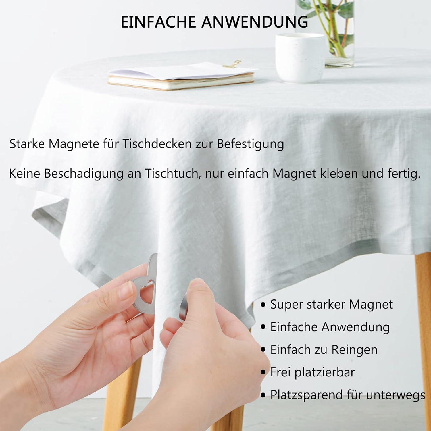 Tischdeckenbeschwerer Herz Magnetisch 8er Set Edelstahl