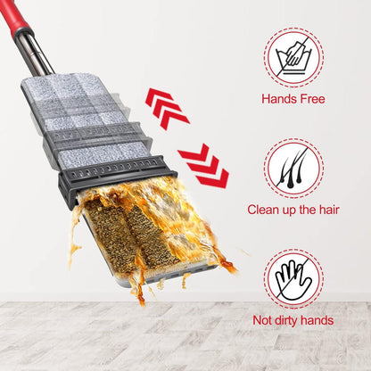 Wischmopp mit Auswringfunktion und 6 Ersatzpads - Grau/Rot
