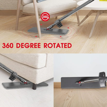 Mikrofaser Wischmopp Auswringfunktion 6 Ersatzpads Grau/Rot