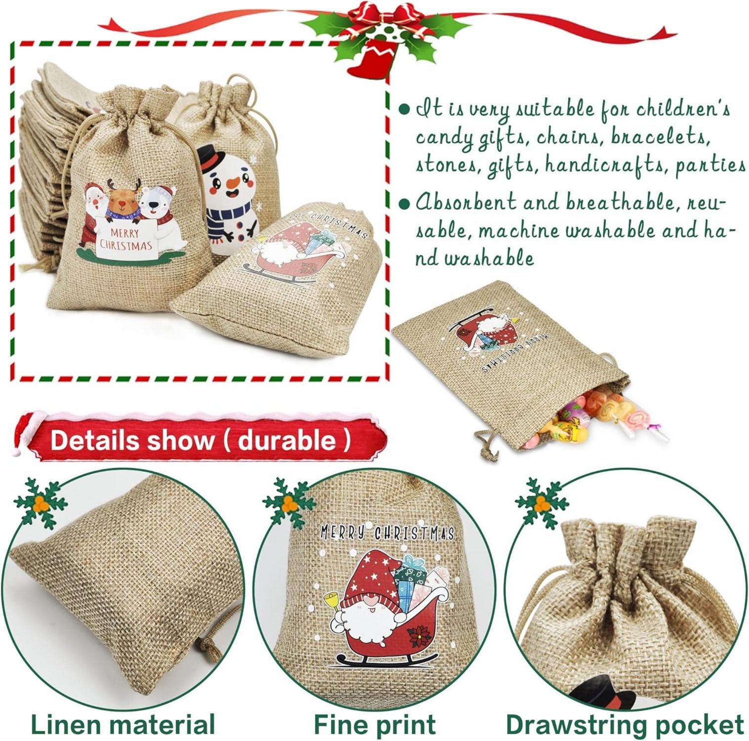 Adventskalender Säckchen zum Befüllen Weihnachtskalender Kinder Stoffbeutel (24