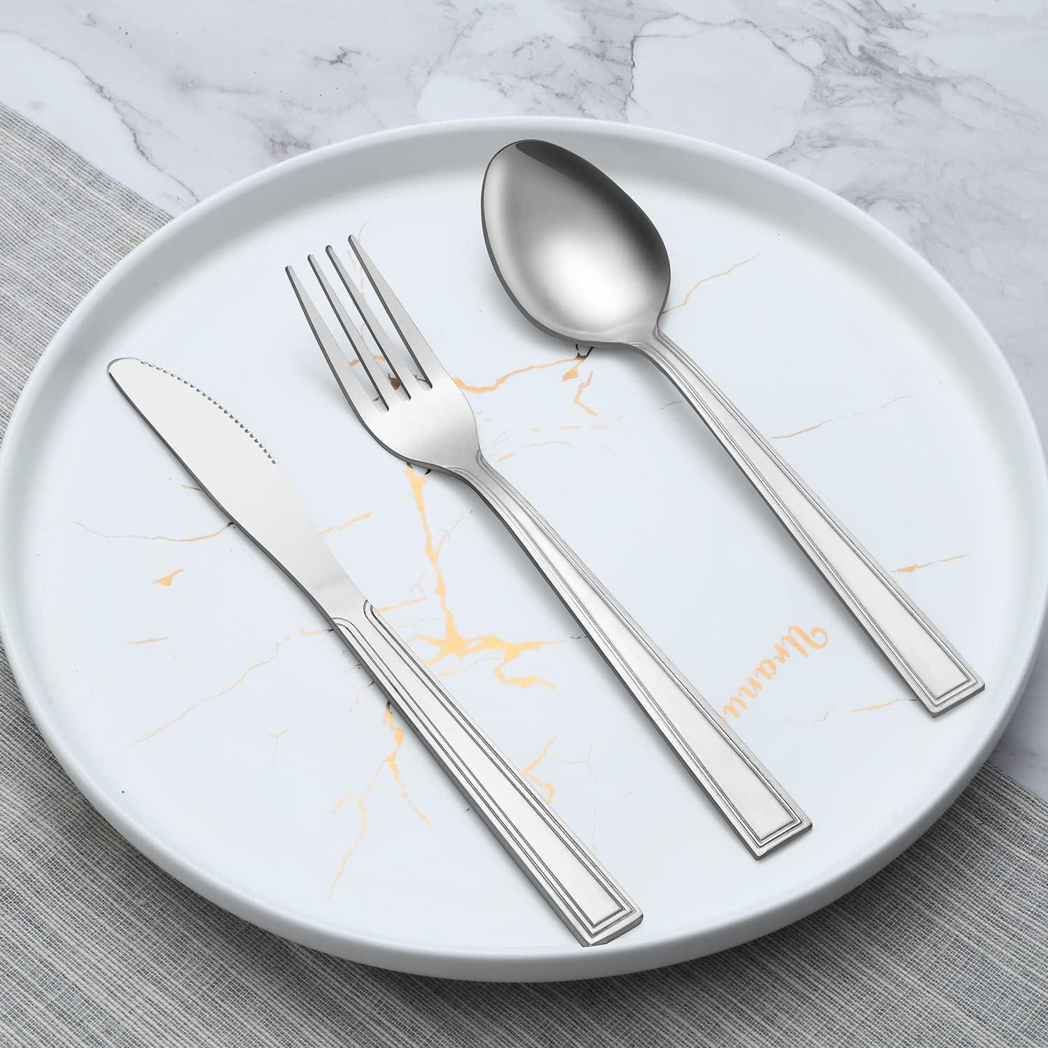 60-teiliges Besteck Set für 12 Personen Edelstahl Klassisches Design