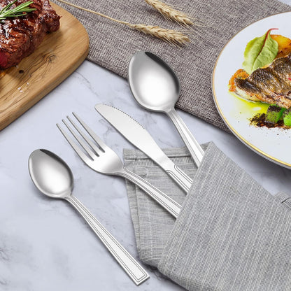 60-teiliges Besteckset Edelstahl für 12 Personen, klassisches Design, spülmaschinenfest