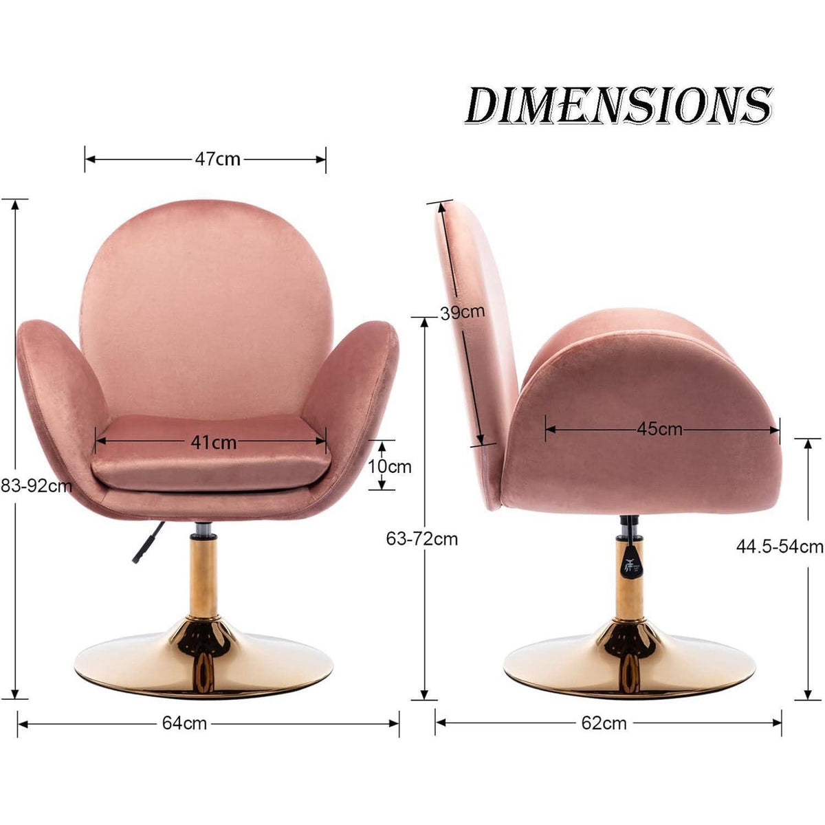 Ergonomischer Samt-Polsterstuhl Höhenverstellbar Rosa