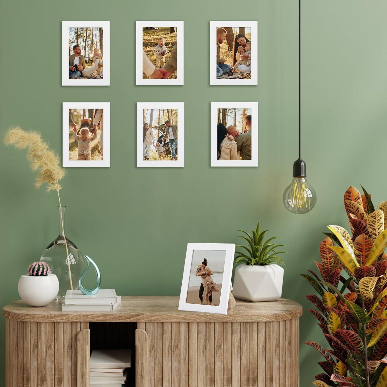 EXYGLO 12er Set Weiße Bilderrahmen 10x15cm für Fotos und Collagen, Modern und Leicht, Tischaufsteller