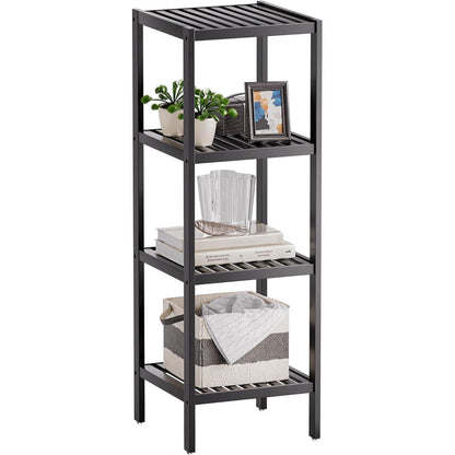 Badezimmerregal Bambus 4 Ebenen Organizer Wohnzimmer Schwarz