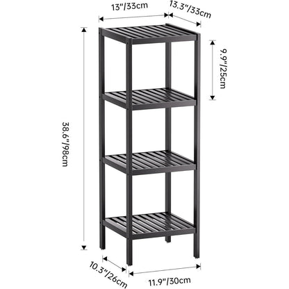 Badezimmerregal Bambus 4 Ebenen Organizer Wohnzimmer Schwarz
