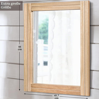 Rustikaler Wandspiegel Holzrahmen 65x45 cm – Landhausstil