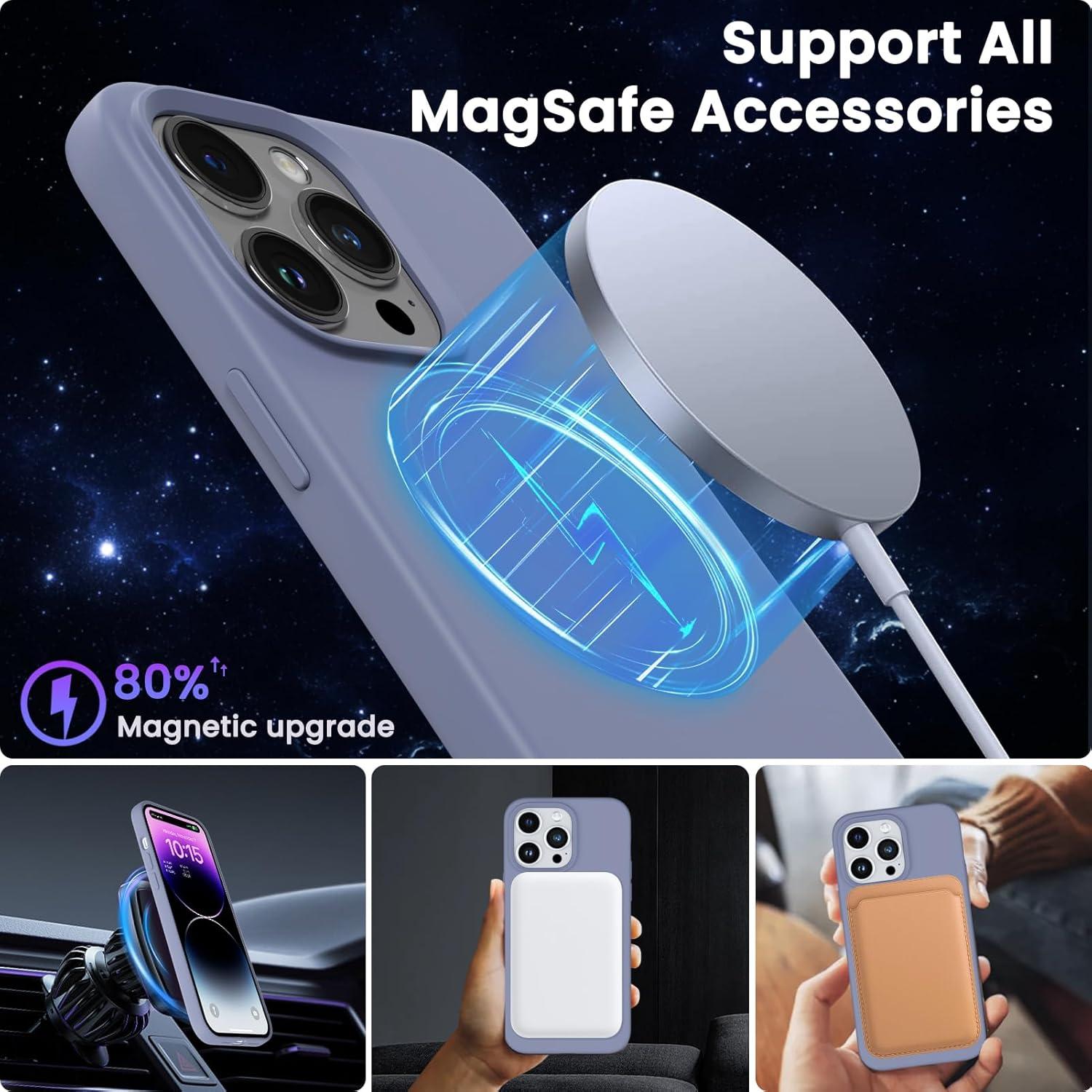 iPhone 14 Pro Max Hülle 6,7 Zoll Silikon Case MagSafe Lavendelgrau
