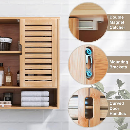 Bambus Badezimmerschrank Wandmontage Toilette Medizinschrank