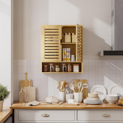 Bambus Badezimmerschrank Wandmontage Toilette Medizinschrank