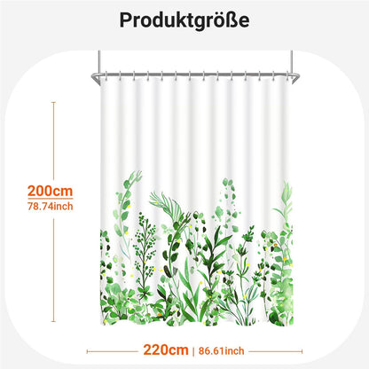 Duschvorhang Blumen Blätter 220x200cm Anti-Schimmel Wasserdicht Textil
